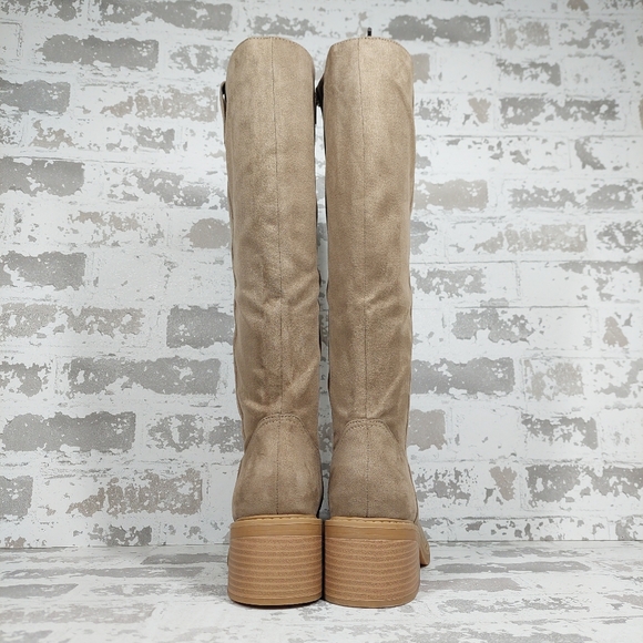 NEW Splendid Vivie Beige Block Heel Zip Up Knee High Boots W929 - Picture 6 of 12